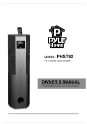 Pyle PHST92ICW PHST92IBK Manual 1
