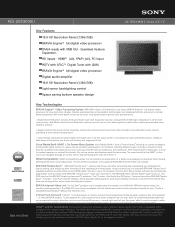 Sony KDL-26S3000LI Marketing Specifications (Light Blue model)