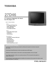 Toshiba 27D46 Printable Spec Sheet