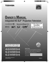 Toshiba 52HM94 Owner's Manual - English