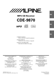 Alpine CDE-9870 Owners Manual