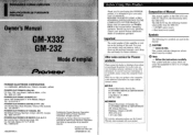 Pioneer GM-X332 Owners Manual