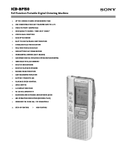 Sony ICD-BP150 Marketing Specifications