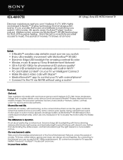 Sony KDL-46HX750 Marketing Specifications