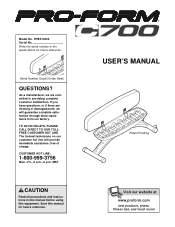 ProForm C700 Bench English Manual