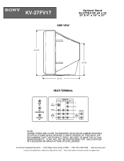 Sony KV-27FV17 Dimensions Diagrams (side view & rear terminal)