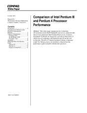 Compaq 239158-999 Comparison of Intel Pentium III and Pentium 4 Processor Performance