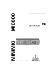 Behringer MINIMIC MIC800 Manual