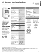 Bosch WTG86403UC Product Spec Sheet