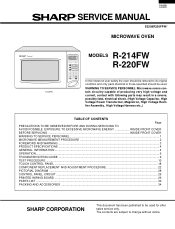 Sharp R-220FW Service Manual