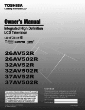 Toshiba 37AV502R Owner's Manual - English