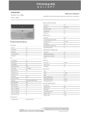 Frigidaire GHWW083WB1 Product Specifications Sheet