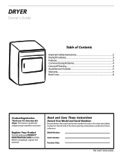 Frigidaire GLER104FSS Owners Guide