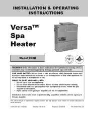 Rheem Versa Spa Heaters Operating Instructions