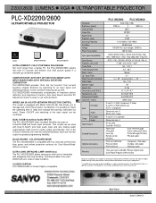 Sanyo PLC-XD2600 Print Specs