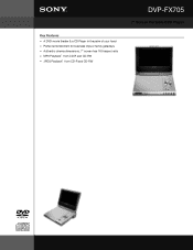 Sony DVP-FX705 Marketing Specifications