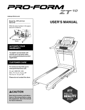 ProForm Zt10 Treadmill English Manual