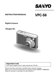Sanyo VPC S6 Instruction Manual, VPC-S6