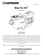 Hayward Max-Flo VS™ Max-Flo VS™ Manual