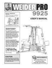 Weider Pro 9925 English Manual