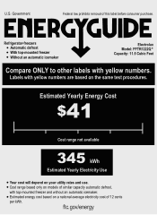 Frigidaire FFTR1222QM Energy Guide