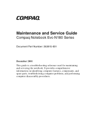 HP Evo n180 Maintenance and Service Guide Compaq Evo N180 Series