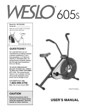 Weslo 605s Bike English Manual