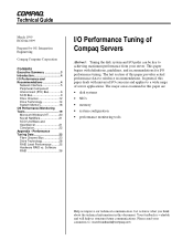 Compaq ProLiant 1000 I/O Performance Tuning of Compaq Servers