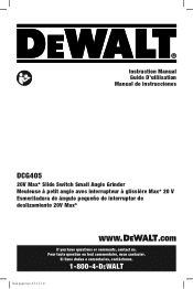 Dewalt DCG405B Instruction Manual