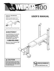 Weider 400 Bench Canadian English Manual