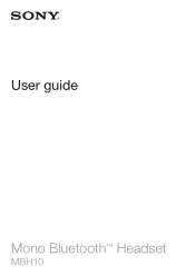 Sony Ericsson Mono Bluetooth Headset MBH1 User Guide