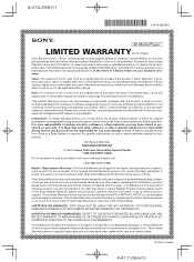Sony FMP-X1 Limited Warranty (U.S. Only)