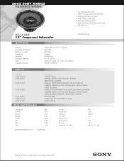 Sony XS-L1236 Marketing Specifications