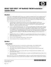 HP P3410A READ THIS FIRST: HP NetRAID-1M/2M Installation Update Sheet