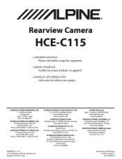 Alpine HCE-C115 Owners Manual