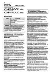 Icom IC-F3400D Precautionsfrench