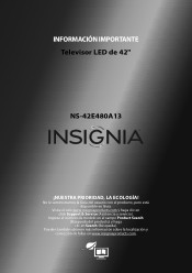 Insignia NS-42E480A13 Important Information (Spanish)
