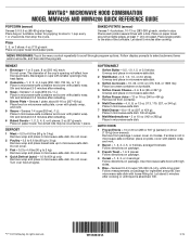 Maytag MMV4205FZ Quick Reference Sheet