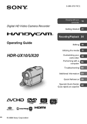 Sony HDR-UX20 Operating Guide