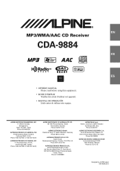 Alpine CDA 9884 Owners Manual