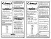 Cuisinart CSB-400CD Quick Reference