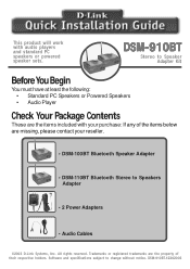 D-Link DSM-910BT Quick Installation Guide