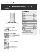 Electrolux RH30WC60GS Product Specifications Sheet (English)