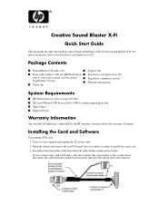 HP Xw4300 Creative Sound Blaster X-Fi - Quick Start Guide
