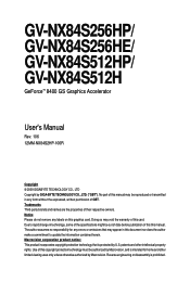 Gigabyte GV-NX84S256HP Manual