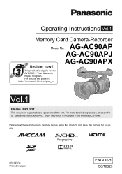 Panasonic AG-AC90A Operating Instructions Basic