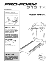 ProForm 515 Tx Treadmill English Manual