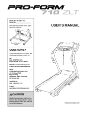 ProForm 710 Zlt Treadmill English Manual