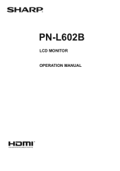 Sharp PN-L602B PN-L602B Professional LCD Monitor Operation Manual