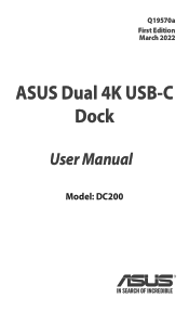 Asus Dual 4K USB-C Dock Quick Start Guide Multiple Languages